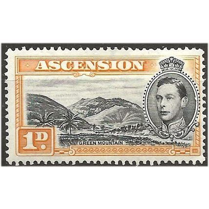 Ascension Island 1940 SG39a 1d Black & Yellow-Orange Perf 13.5 Mtd Mint . .. .