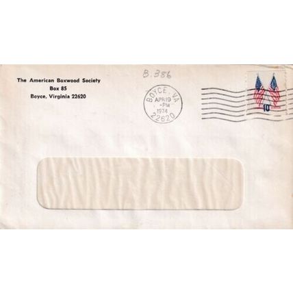 United States 1974 The American Boxwood Society Boyce VA cover Boyce cancel VGC