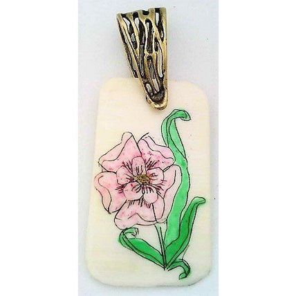 Scrimshaw Flower Pendant 7