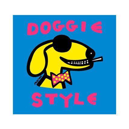 Doggie Style by Peter Marco Poster Print 8 inches x 8 inches 2004 Blue Vintage