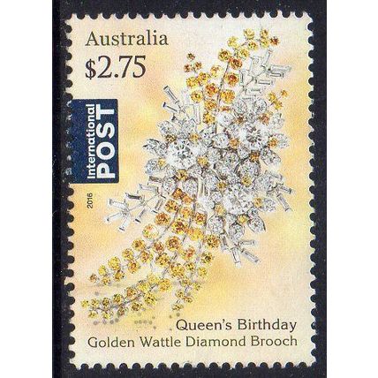 Australia 2016 Queen's Birthday - Golden Wattle Brooch $2.75 Int Post Used