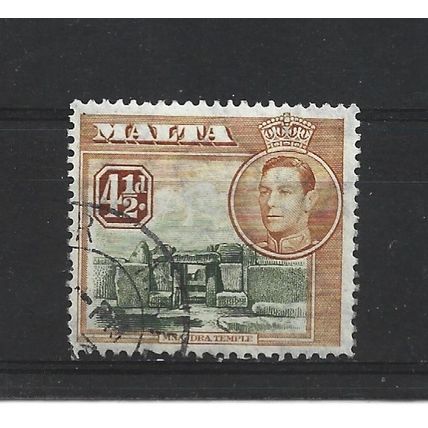 Malta.SG224 4 1/2d Ruins at Mnajdra (Olive-Green&Yellow-Brown).Fine Used.Apr25l