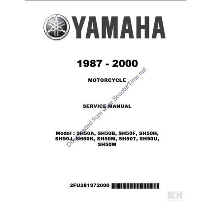 YAMAHA SH50A B F H K M T U W SERVICE MANUAL MOTORCYCLE 185 PAGES IN ENGLISH