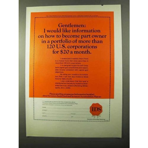 1971 IDS Investors Stock Fund Ad - Gentlemen
