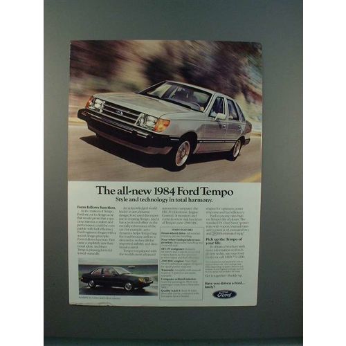 1984 Ford Tempo Car Ad - Style & Technology