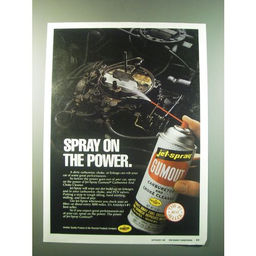 1988 Gumout Carburetor and Choke Cleaner Ad - Spray on the power