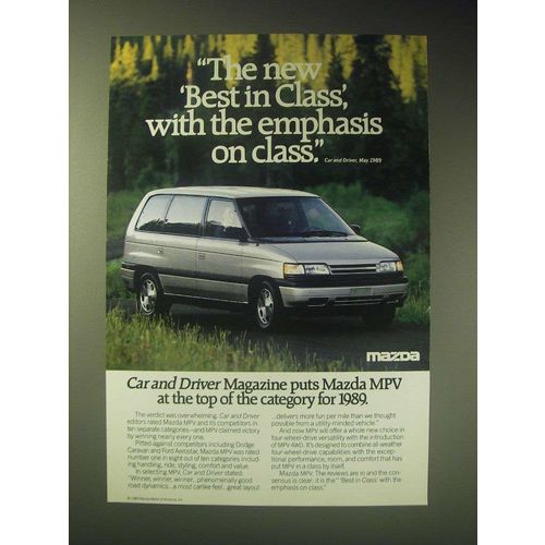 1989 Mazda MPV Minivan Ad - The new best in class, with the emphasis on class