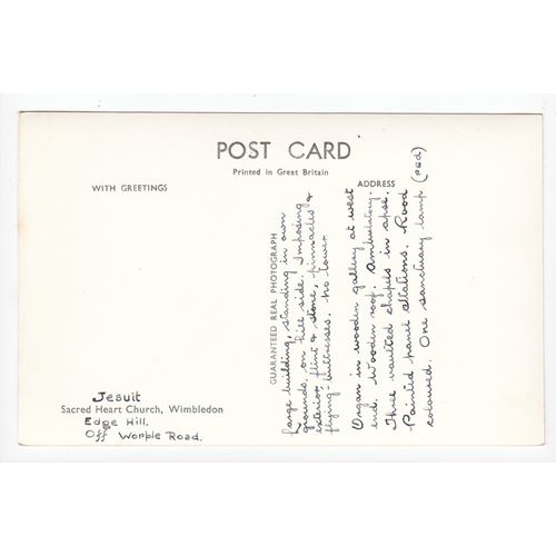 Interior Sacred Heart Church Wimbledon London RP Postcard