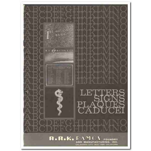 A R K RAMOS FOUNDRY MFG COMPANY 1964 Letters Signs vintage catalog