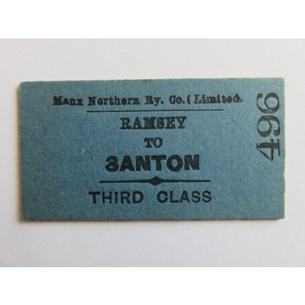 Isle of Man Manx Northern Railway Ramsey-Santon Ticket #396