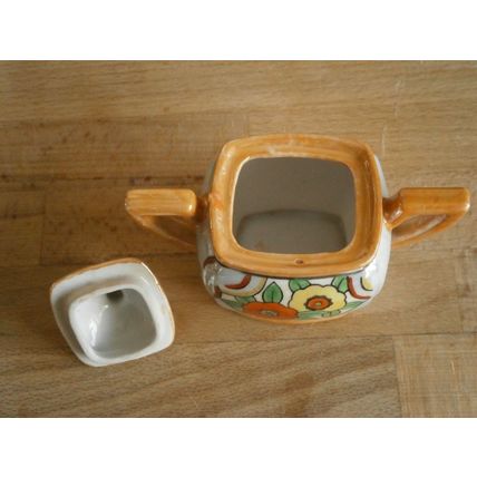 Japanese Mikori Art Deco Lustre Lidded Sugar Bowl