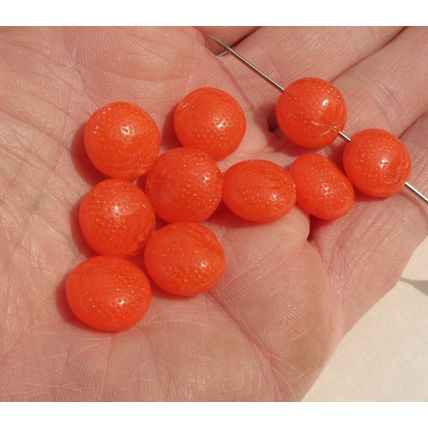 10 Opaque Orange Glass Beads Oranges 13mm Double Sided Dimples bd067