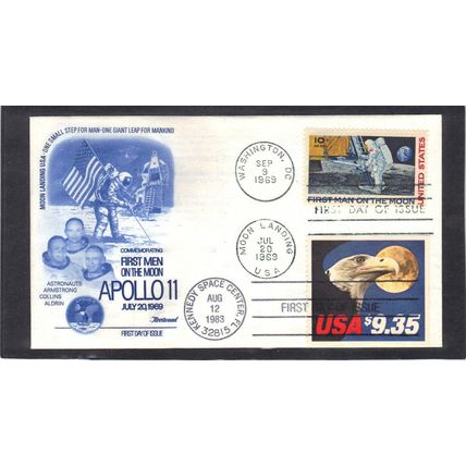 FDC Fleetwood 1909 $9.35 Eagle Dual C76 Moon Landing (Cachet-U/A) CV00941