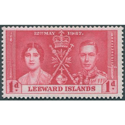 Leeward Islands 1937 1d scarlet Coronation SG 92 unused