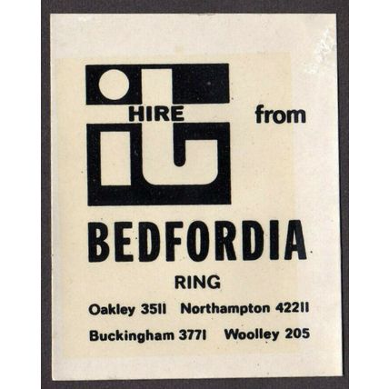 c1950s Hire from Bedfordia, Water-Slip transfer label