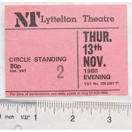 1980 ticket NT Lyttelton Theatre