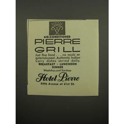 1951 Hotel Pierre Ad - Air-conditioned Pierre Grill