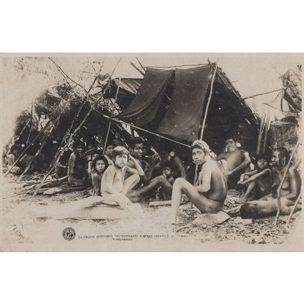 Indios BotocudosBrazil African American Tribe Camping Old Postcard