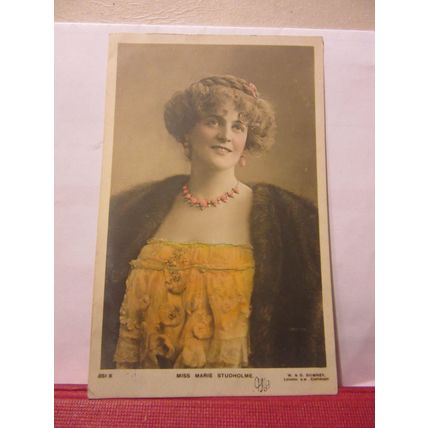 MISS MARIE STUDHOLME. actress. used antique postcard by W & D Downey 1905 pm =