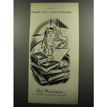 1953 Pullman Railroad Cars Ad - Whitney Darrow, Jr. cartoon - mean Business