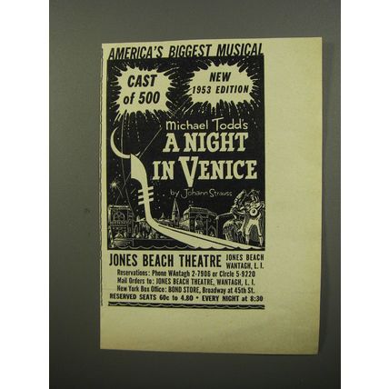 1953 A Night in Venice Musical Ad - America's biggest musical Cast of 500