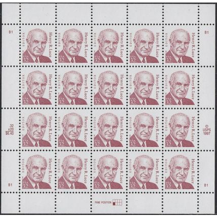 Henry R. Luce Sheet of Twenty 32 Cent Postage Stamps Scott 2935