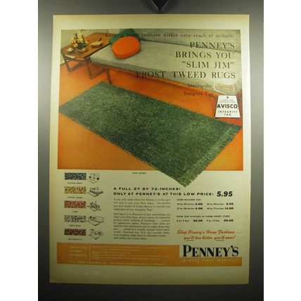 1957 Penney's Slim Jim Frost Tweed Rugs Advertisement - home fashions