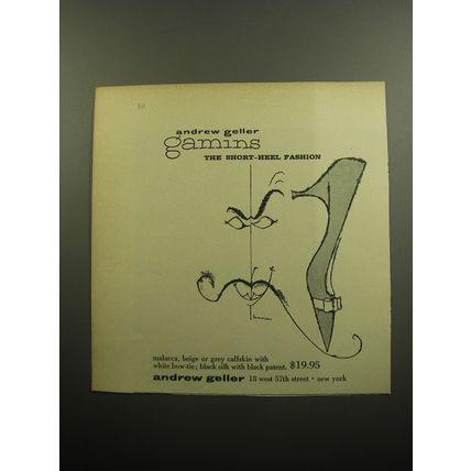 1957 Andrew Geller Gamins Shoes Ad - The short-heel fashion