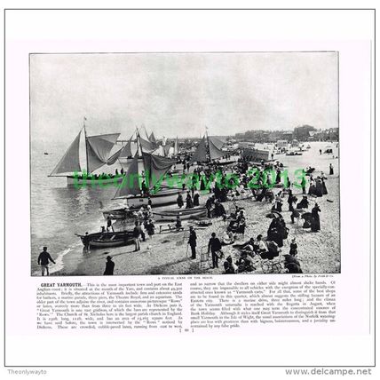 GREAT YARMOUTH, SCENE ON THE BEACH, NORFOLK, ENGLAND, Book Illustration, c1895