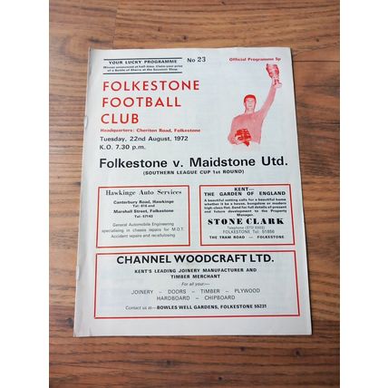 1972/73 Folkestone vs Maidstone United - Southern League Cup * FREE P&P *