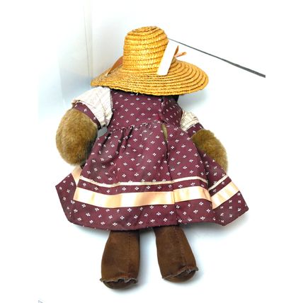 Heartline Bear Plush - Approx. 14" - Adorable Little Dress & Straw Hat! FAST SH