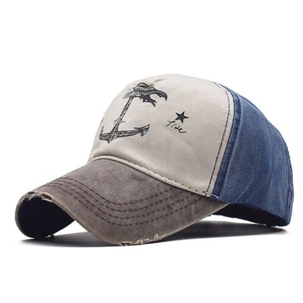 Ship's Anchor Adjustable Baseball Caps Trucker Distressed Dyed Washed Cotton