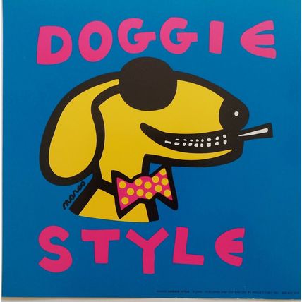 Doggie Style by Peter Marco Poster Print 8 inches x 8 inches 2004 Blue Vintage