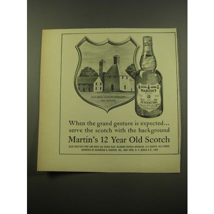 1960 Martin's 12 Year Old Scotch Ad - Glen-Moray-Glenlivet Distillery Tain