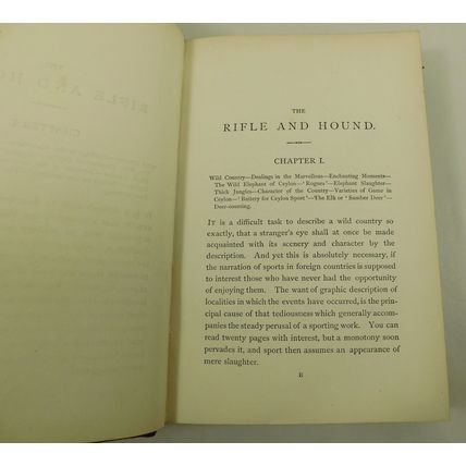 Antique Victorian Leather Hunting Book Rifle and The Hound In Ceylon 1874 Baker
