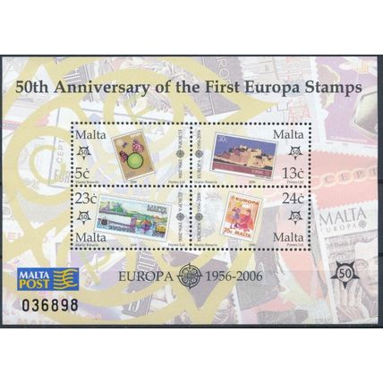 50th Anniv of First EUROPA Stamps - Malta 2006 - NM NH - SG MS1455