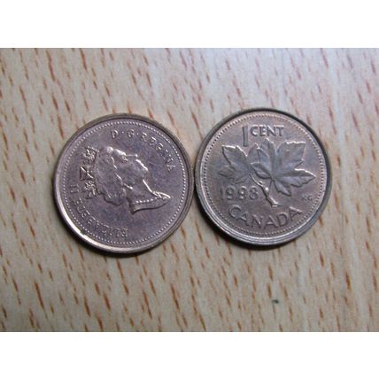 1998 Queen Elizabeth 1 Cent Canada Coin