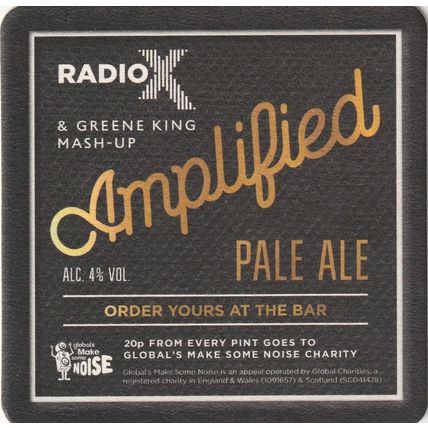 BEER MAT - GREENE KING BREWERY - AMPLIFIED PALE ALE - (Cat No 362) - (2017)