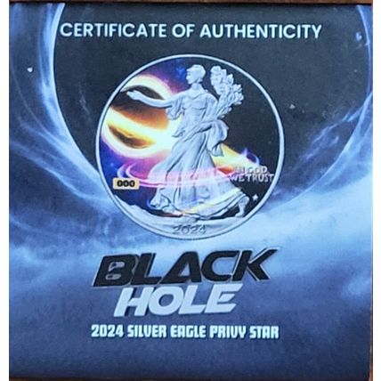 1 Oz Silver Collectible 2024 U.S. Eagle Star Privy Black Hole# 23 Of 499