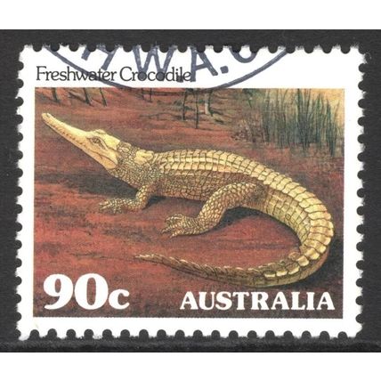 AUSTRALIA 1982: REPTILES & AMPHIBIANS - 90c FRESHWATER CROCODILE USED (G5)