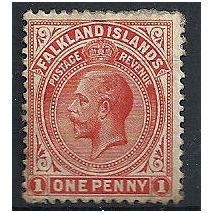 Falkland Islands 1912 SG61 1d Orange-Red Mounted Mint...