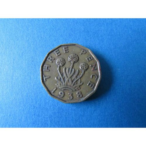 1938 GEORGE VI BRASS THREEPENCE COIN -1 FREE POST. B