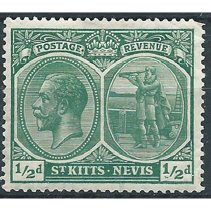 St Kitts-Nevis 1921 SG37 1/2d Blue-Green Mounted Mint....