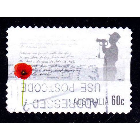 Australia 2011 Remembrance 60c Used P&S Stamp.