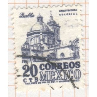 Mexico 1950 - SG877e - 20c blue - Puebla Cathedral - used 3