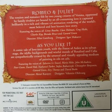 Romeo & Juliet & As You Like It DVD Promo Shakespeare Collection Telegraph