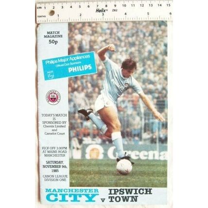 1985 programme Manchester City v. Ipswich Town