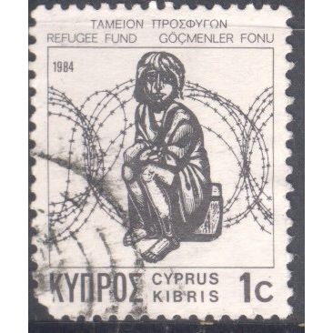 Cyprus 1984 - 1c - Refugee Stamp (wood engraving by A. Tassos) - used 2