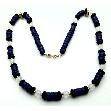 Lapis Black Onyx Rose Quartz Beaded Gemstone Necklace