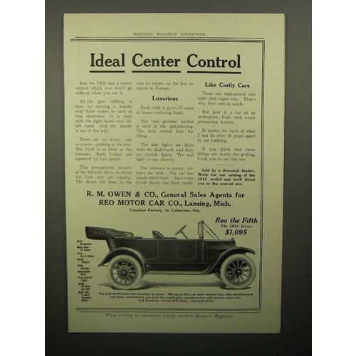 1913 Reo the Fifth Car Ad - Ideal Center Control